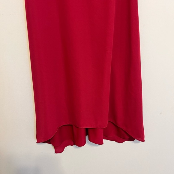 2/$30 LOFT - Raspberry Short Sleeve Mid Length Dress with Flutter Sleeves - Picture 4 of 7